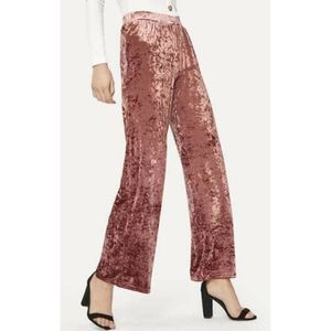 LF BSBW Crushed Velvet Wide Leg Button Pants Rose Medium